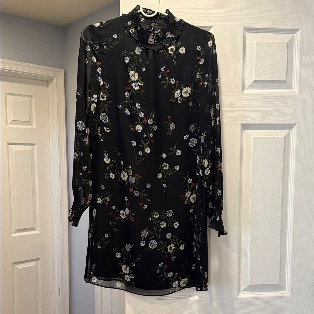 H&M Black Floral Long Sleeve Dress